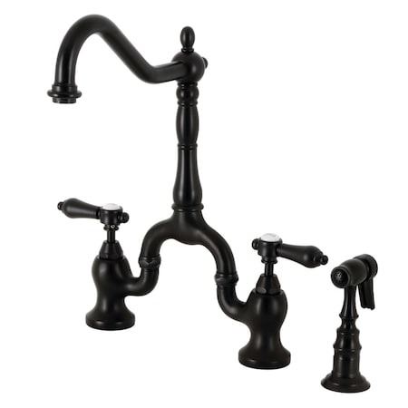 Kingston Brass Bridge Kitchen Faucet with Brass Sprayer, Matte Black KS7750BALBS